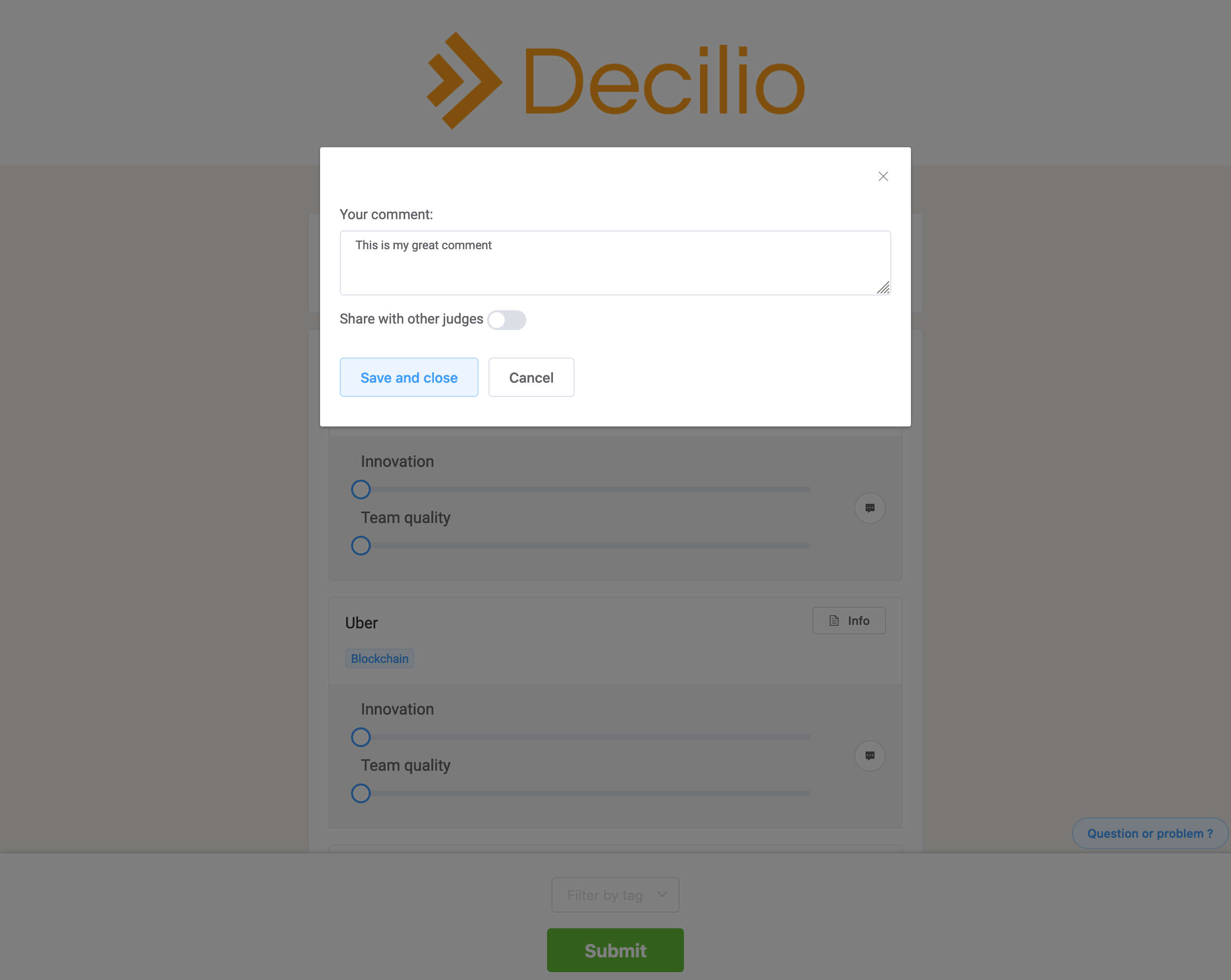 Decilio: how to post a comment