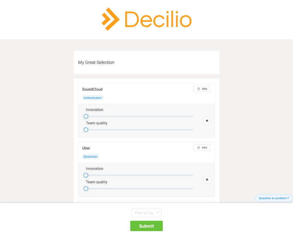 Decilio: Selection invitation
